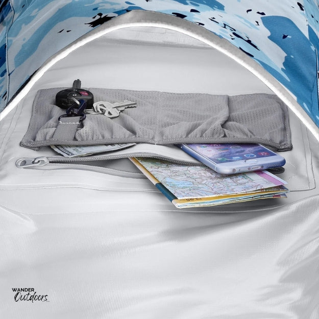 SkogAKust BackSåk - Waterproof Blue Camo Backpack Internal Pocket