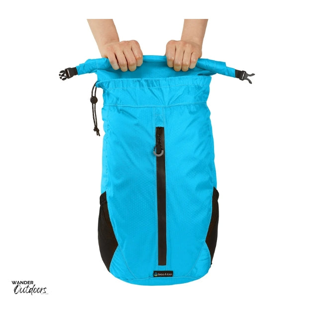 LiteSåk Pak | Ultralight Packable Waterproof Backpack rolling down to make waterproof