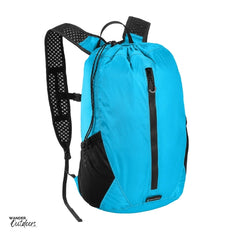 LiteSåk Pak | Ultralight Packable Waterproof Backpack: A durable, lightweight 70D rip-stop silicone-coated nylon backpack with IPX-6 waterproof protection, featuring a roll-down top, Duraflex hardware, splash-proof exterior pocket, elastic mesh side pockets, and adjustable shoulder straps. Perfect for ultralight backpacking and outdoor adventures in Blue