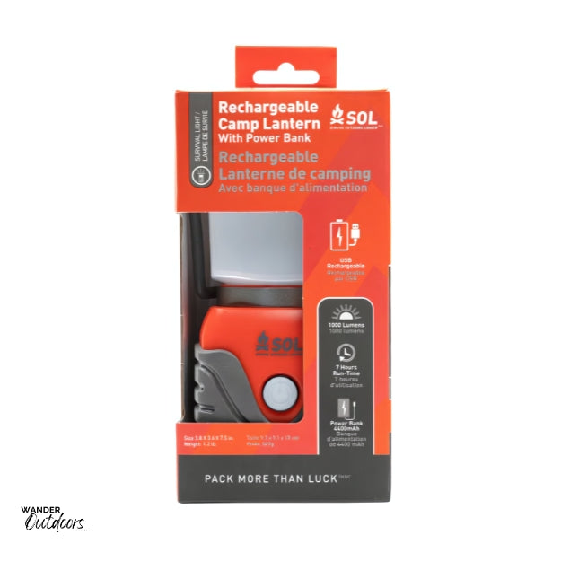 SOL Rechargeable Camp Lantern with Power Bank Packaging