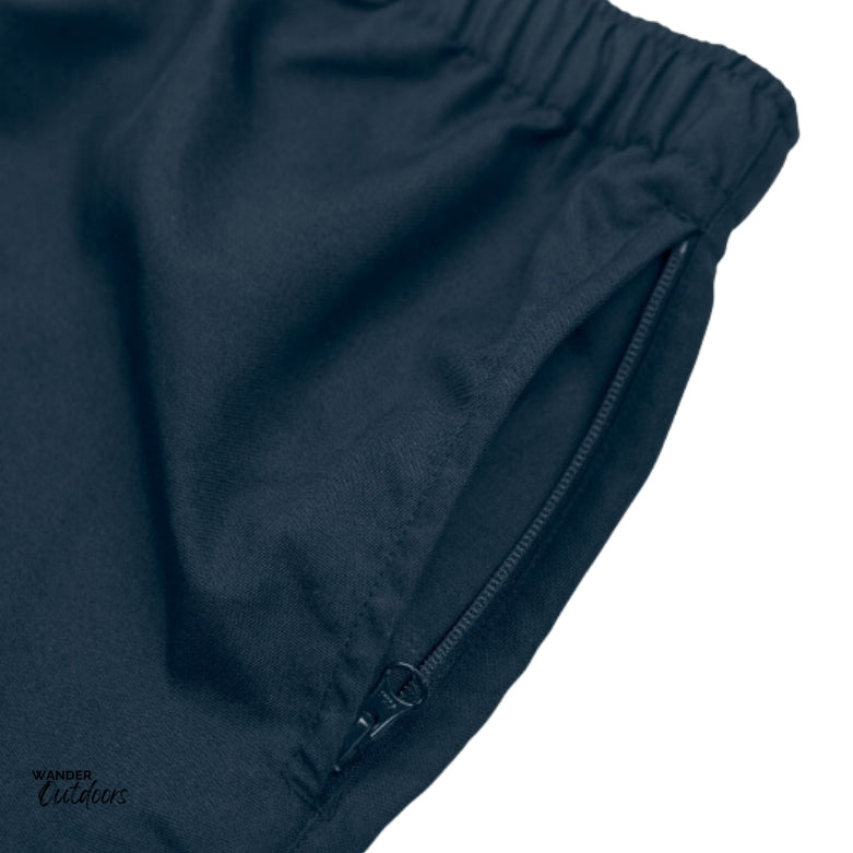 Stoney Creek Jester Pro Shorts in Navy, close up of Zip Pocket