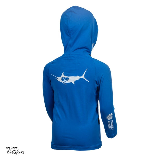 Stoney Creek Kid's Apex Hoodie Strong Blue Back