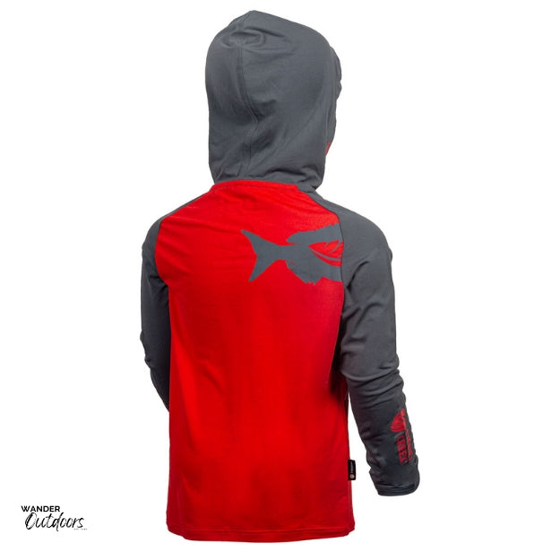 Stoney Creek Kid's Apex Hoodie Fiery Red and Dark Shadow Back