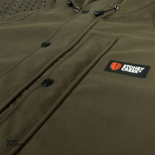 Stoney Creek Men's Long Bush Coat Close Up Of Buttons
