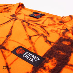 Stoney Creek Men's Short Sleeve Bush Tee In Blaze Orange close up of chest