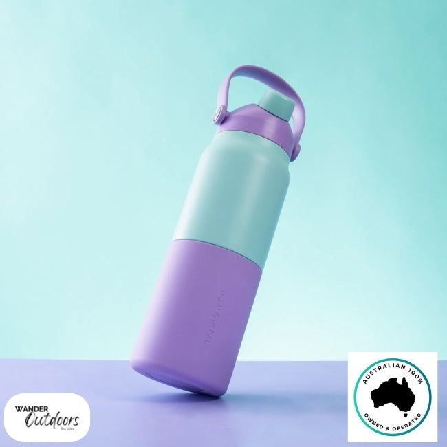 The Aussie Pal 1L Insulated Hydro Jug Water Bottle in lavender breeze side view of bottle