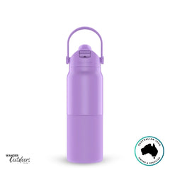 The Aussie Pal 1L Insulated Hydro Jug Water Bottle in lavender with handle open