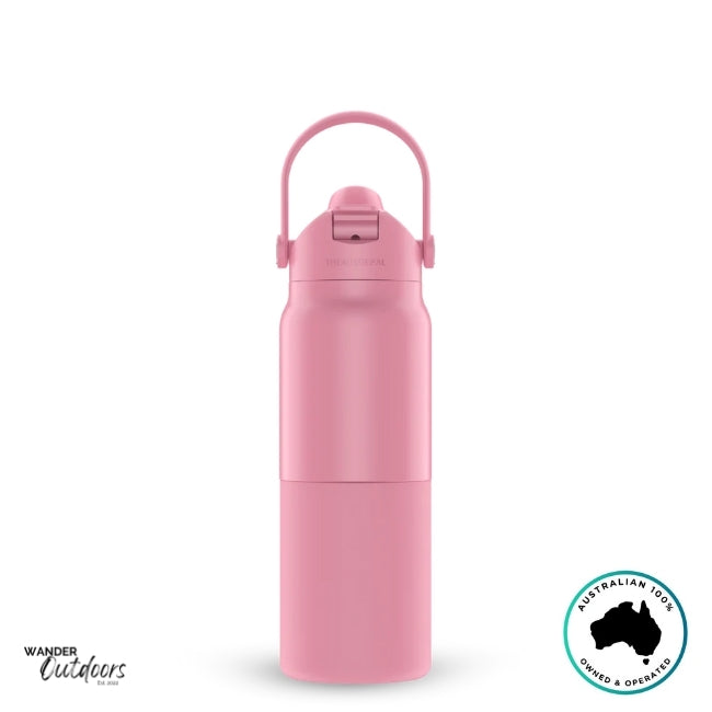 The Aussie Pal 1L Insulated Hydro Jug Water Bottle in pink handle up