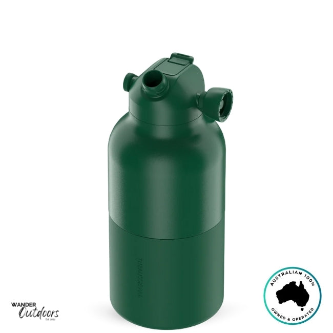 The Aussie Pal 2L Insulated Hydro Jug Water Bottle in Green with chug lid open