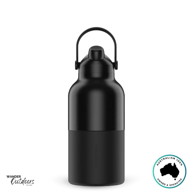The Aussie Pal 2L Insulated Hydro Jug Water Bottle in Black handle open