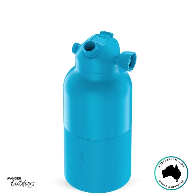 The Aussie Pal 2L Insulated Hydro Jug Water Bottle in Blue with chug lid open