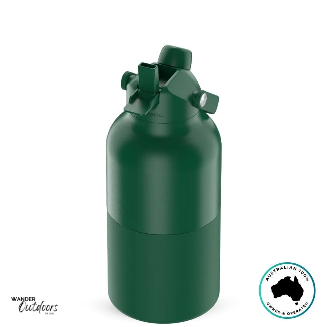 The Aussie Pal 2L Insulated Hydro Jug Water Bottle in Green with Sip Lid Open