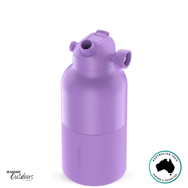 The Aussie Pal 2L Insulated Hydro Jug Water Bottle in Lavender with chug lid open
