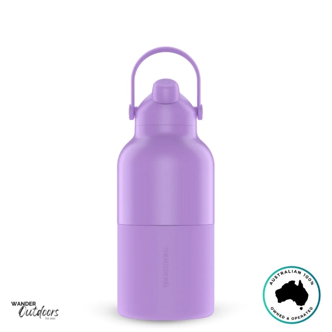 The Aussie Pal 2L Insulated Hydro Jug Water Bottle in Lavender dual lid closed