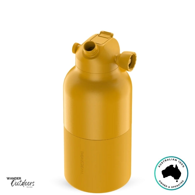 The Aussie Pal 2L Insulated Hydro Jug Water Bottle in Mango with chug lid open