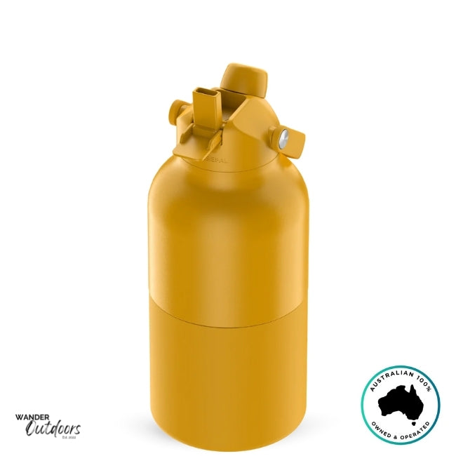 The Aussie Pal 2L Insulated Hydro Jug Water Bottle in Mango with sip lid open