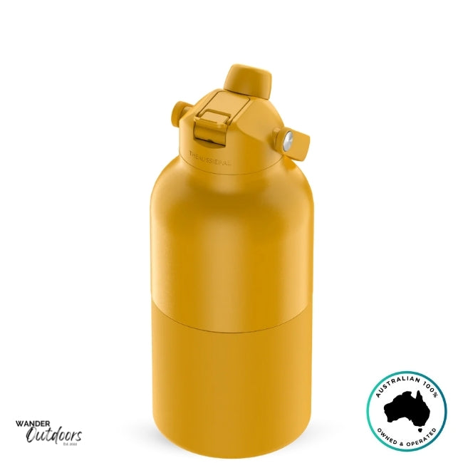 The Aussie Pal 2L Insulated Hydro Jug Water Bottle in Mango dual lid closed