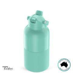 The Aussie Pal 2L Insulated Hydro Jug Water Bottle in Mint with dual lid closed