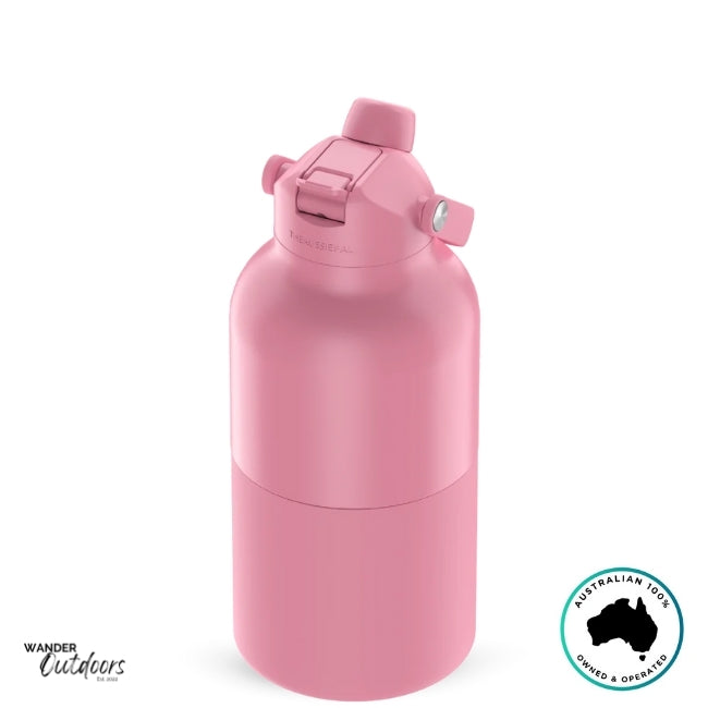 The Aussie Pal 2L Insulated Hydro Jug Water Bottle in Pink with dual lid closed