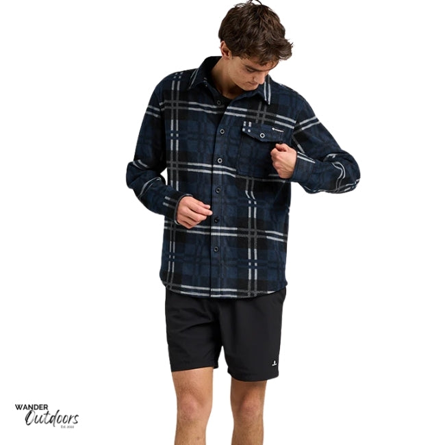 Custom-printed polar fleece fabric texture of The Mad Hueys Shacket