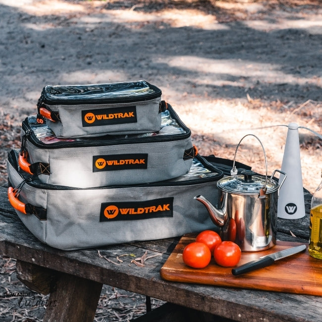 Wildtrak Explorer Clear Top Bag Stacked on Camp Table