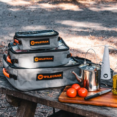 Wildtrak Explorer Clear Top Bag Stacked on Camp Table