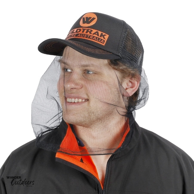 Wildtrak Mosquito Head Net 45X33CM with hat on - can be used with any type of hat