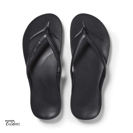 Archies Arch Support Thongs Black Birds Eye view
