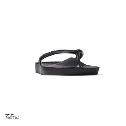 Archies Arch Support Thongs Black Front View