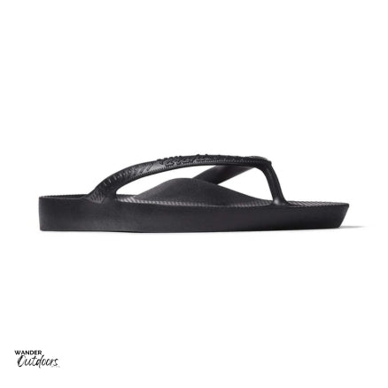 Archies Arch Support Thongs Black Side On Front View