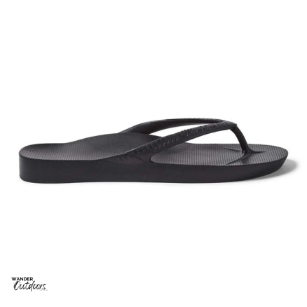 Archies Arch Support Thongs Black Side View