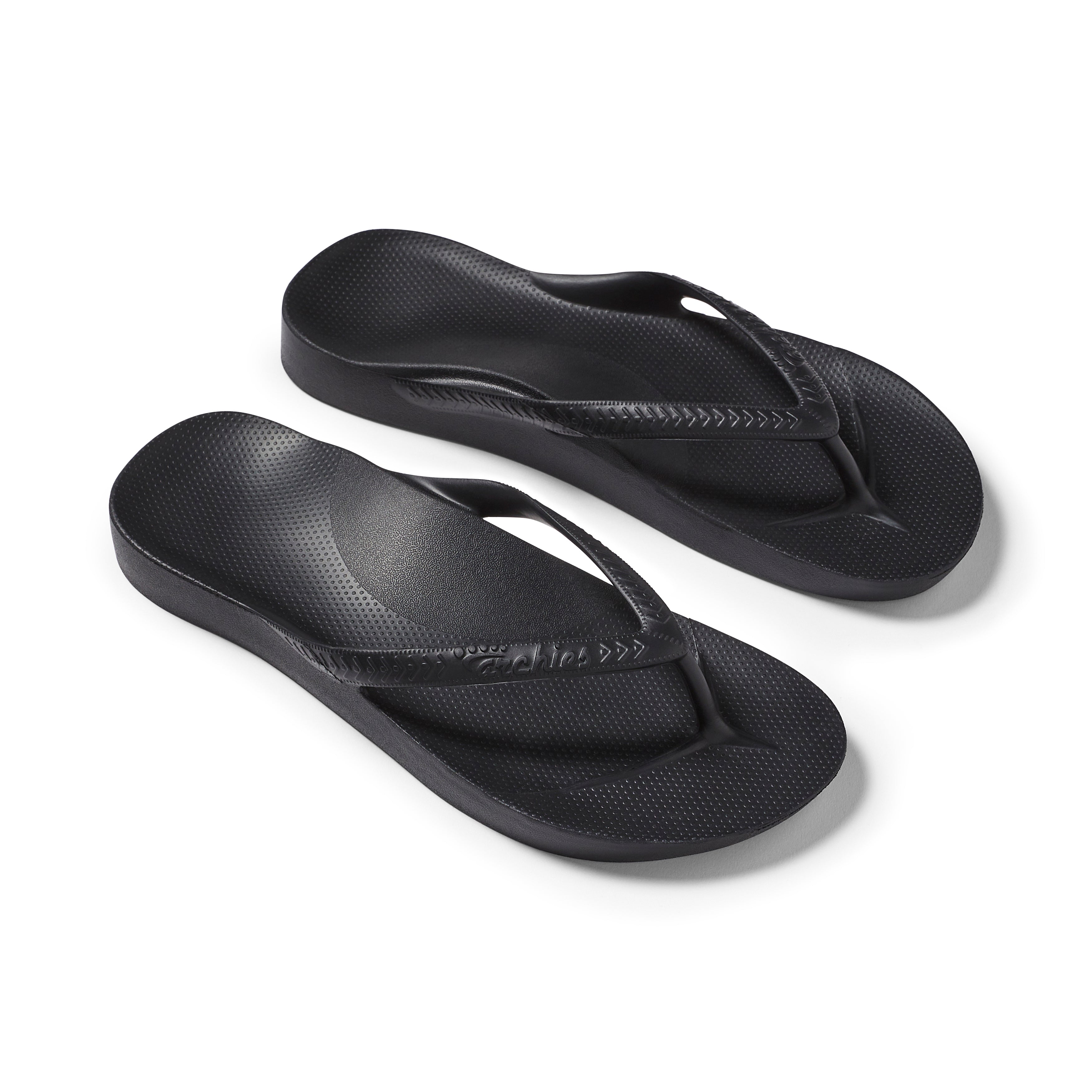 Archies Footwear Arch Support Thongs (Black)