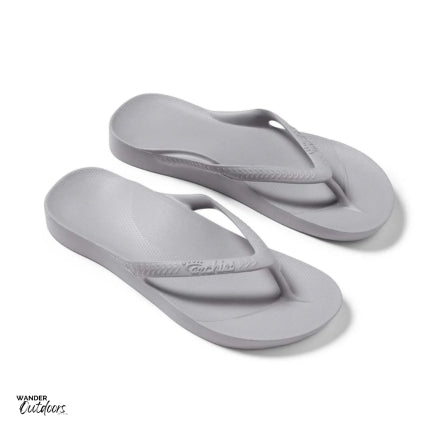 Archies Arch Support Thongs Grey Side Birds Eye View