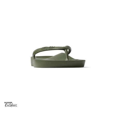 Archies Arch Support Thongs Khaki Front View