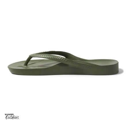 Archies Arch Support Thongs Khaki Side Arch View