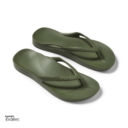 Archies Arch Support Thongs Khaki Side Birds Eye View