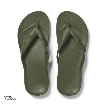 Archies Arch Support Thongs Khaki Birds Eye view
