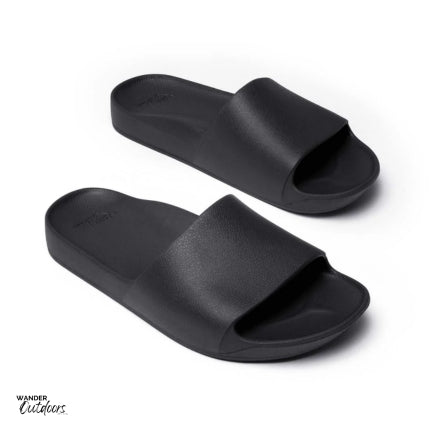 Archies Arch Support Slides Black Side View Staggered