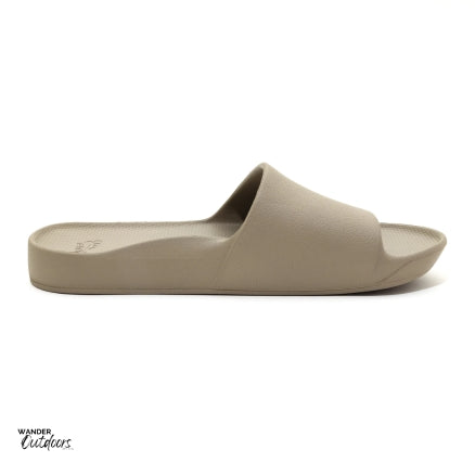 Archies Arch Support Slides Taupe Left Side View Side On