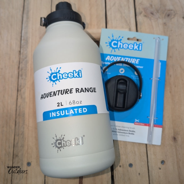 Cheeki 2 Litre Insulated Adventure Bottle with Adventure Sports Lid with Straw Bundle