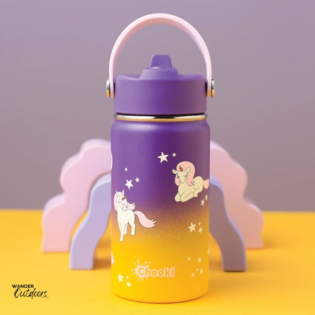 Cheeki 400ml Insulated Adventure Kids Drink Bottles Unicorn close Up