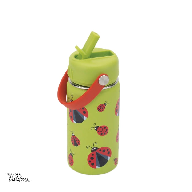 Cheeki 400ml Insulated Adventure Kids Drink Bottles Ladybug lid open