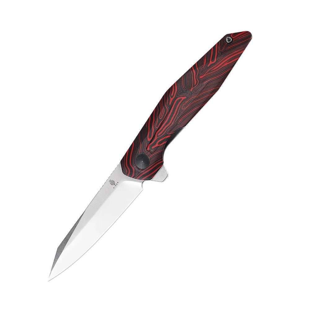 Kizer KV3620C1 Spot Folding Knife, Red/Black Damascus G10 - Wander Outdoors