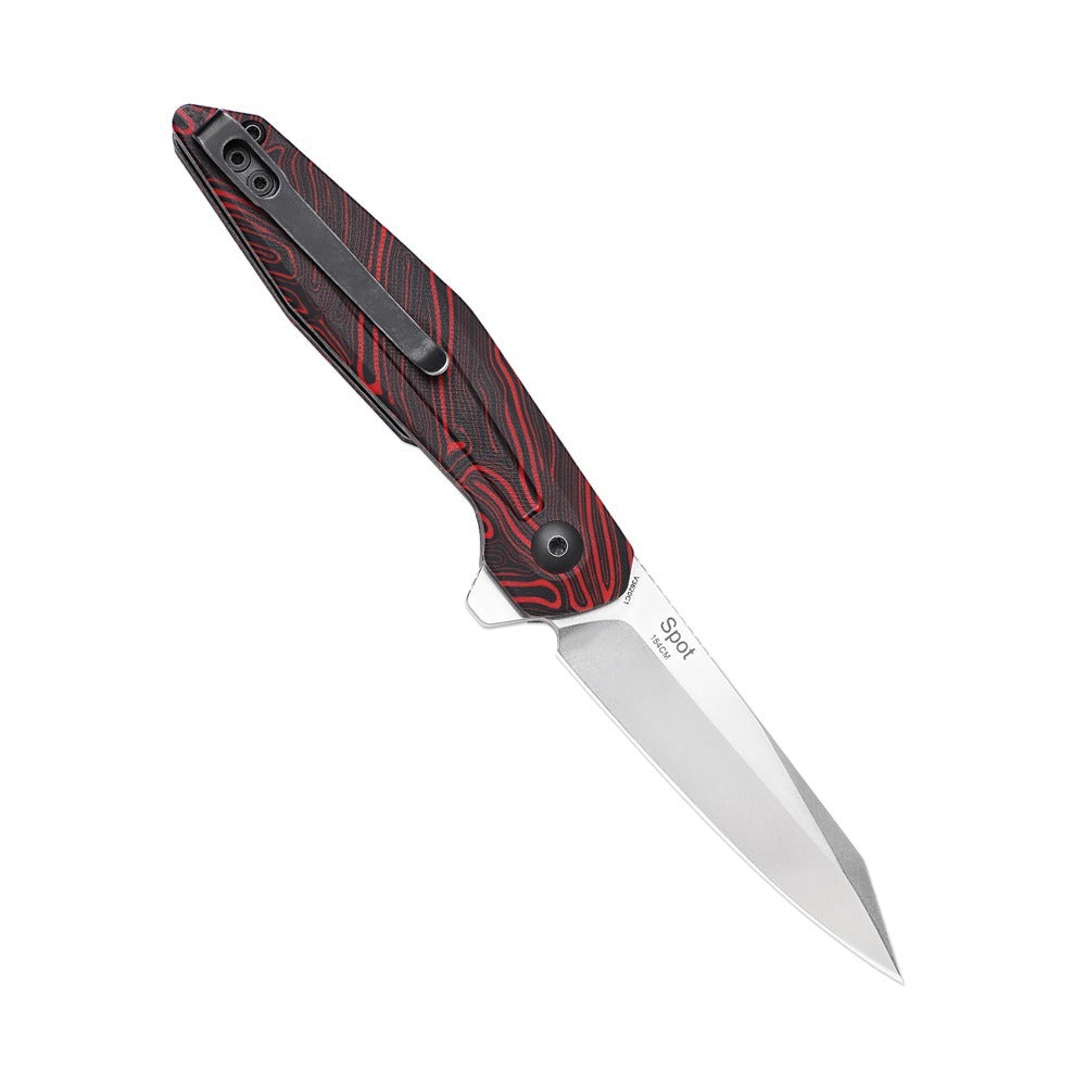 Kizer KV3620C1 Spot Folding Knife, Red/Black Damascus G10 - Wander Outdoors