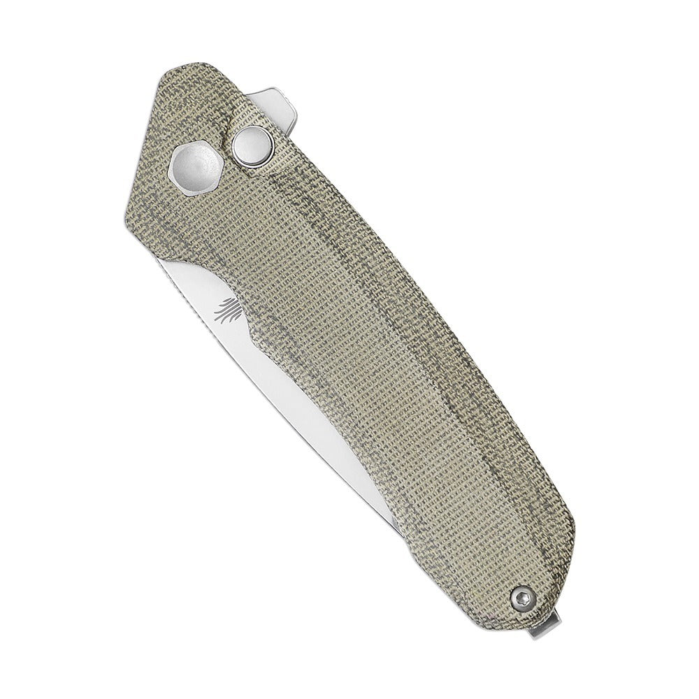 Kizer KV4602C2 Mad Tanto Button Lock Folding Knife, Green Micarta - Wander Outdoors