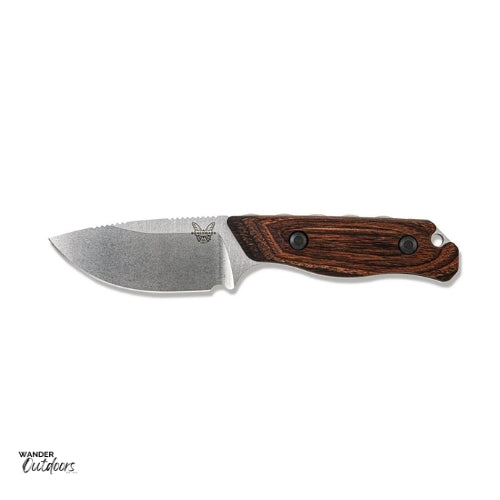 Benchmade 15017 Hidden Canyon Hunter Knife - Fixed Blade - Wood Handle Birds Eye Side View