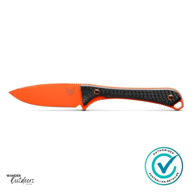 Benchmade 15201OR Altitude Ultralight Hunting Knife Butterfly Edge Flat Lay