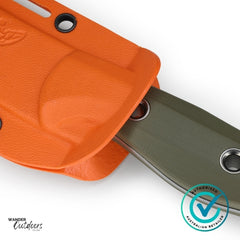 Benchmade 15500-3 Meatcrafter, Premium Fixed Blade, OD G10 Close Up In Sheath