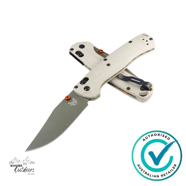 Folding knife with a branded logo on a white background