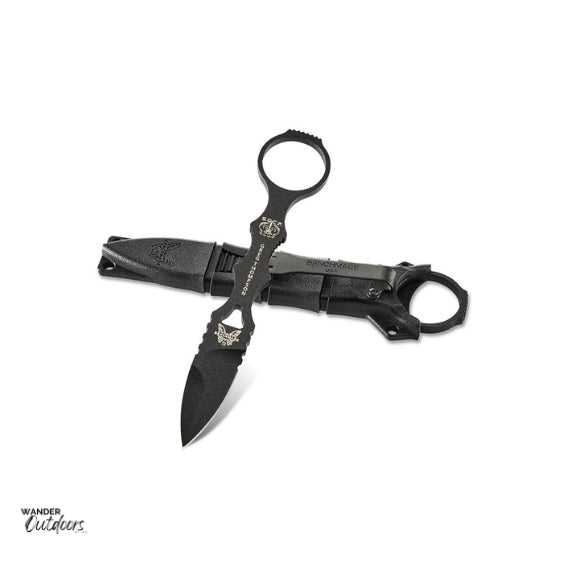 Benchmade 177BK Thompson Mini SOCP (Special Operations Combatives Program) - Spear Point Fixed Blade with Sheath Flat Lay